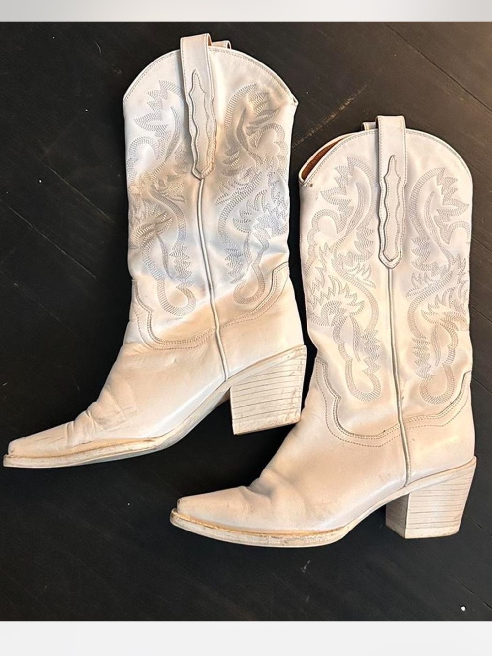 Jeffrey Campbell White Western Leather Cowboy Boots - Women's 8